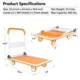 Foldable Push Cart Dolly - 660 Lb. Capacity Heavy Duty Moving Platform Hand Truck - Folding & W1239126283