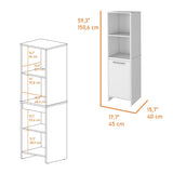 Eiffel Kitchen Pantry, Two External Shelves, Single Door Cabinet, Two Interior Shelves White -White B20091907