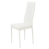 ZNTS 4pcs Elegant Assembled Stripping Texture High Backrest Dining Chairs White 40655595