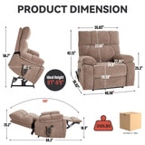Brown Heat Massage Dual Motor Infinite Position Up to 350 LBS Large Electric Power Lift Recliners W1803P264024