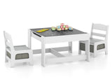 2-in-1 Kids Activity Table and Chairs Set, Double-Sided Whiteboard & Blackboard, with Hidden 75664827