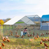 ZNTS 10 x 10 ft Large Metal Chicken Coop, Walk-in Poultry Cage Chicken Hen Run House with Waterproof 15937218