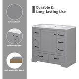 36" Bathroom Vanity without Sink, Cabinet Base Only, Six Drawers, Multi-Functional Drawer Divider, WF307973AAE