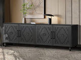 Carved Flower Door Large Storage Cabinet With Metal Handle Suitable For Living Room, Kitchen, W1445P164168