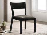 Set of 2 Padded Leatherette Dining Chairs in Black and Gray Finish B016P156572
