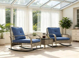 Gray 3-Piece Wicker Patio Set Outdoor PE Rattan Rocking Chairs with Coffee Table & Cushions for 31265320