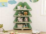 4-Tier Kids Christmas Tree Corner Bookshelf, Anti-Falling Guardrails & Anti-Tipping Kit for 3 Years 01810271