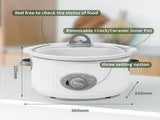 Slow Cooker 3.5 Quart, Dishwasher Safe Crock Ceramic Inner Pot and Glass Lid, White 86870147