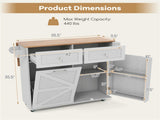 Gray Mobile Kitchen Island Cart with Drop-Leaf Design, Lockable Universal Wheels & Trash Storage 01488643