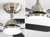 Modern 52 Inch Led Ceiling Fan 110V 6 Speed Wind 5 Blades Remote Control Reversible DC Motor W934P189486
