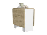 Folding Table with Expandable Design in 3 Forms, White / Macadamia B097P221374