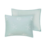 4 Piece Cotton Reversible Embroidered Quilt Set with Throw Pillow Aqua King/Cal King B03595791