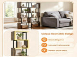 5-Tier S-Shaped Bookshelf, Modern Geometric Freestanding Display Shelf with Heavy-Duty Metal Frame, 34235472