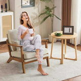 Oak Armrest Oak Upholstered Single Lounge Chair Indoor Lounge Chair Off-White 68954457