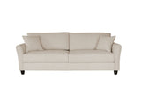 ZNTS Off White Linen, Three-person Indoor Sofa, Two Throw Pillows, Solid Wood Frame, Plastic Feet 02536639