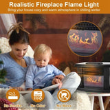 Electric Fireplace Heater 800W Artificial Flame Stove Heater with Accurate Digital Thermostat Timer 26779855