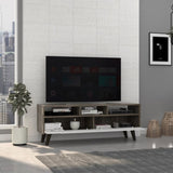 Oslo Tv Stand for TVs up 51", Two Drawers, Four Legs, Three Open Shelves -Dark Brown / White B20092107