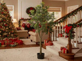 6FT Tall Artificial Plant Greenery Natural Artificial Tree Faux Potted Tree with Natural Look Leaves 39819826