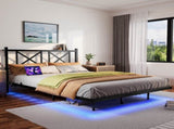 Queen Size Floating Bed Frame with Headboard and Storage, Full Size Platform Bed Frame with USB W840P383354