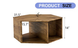 ZNTS Hexagonal MDF coffee table, characteristic pattern stickers, multi-hole design to give more storage W1151P200316