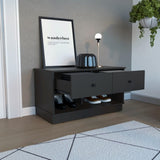 Uranus Storage Bench, Two Drawers, Two Open Shelves, Black B097133194