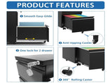 2 Drawer Metal Mobile File Cabinet, Rolling File Cabinet with Lock for Hanging Legal/Letter/A4 80070490