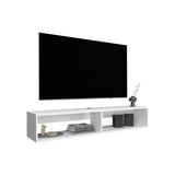 TV Stand 10.4" H, with 2 Shelves, White B097P250855