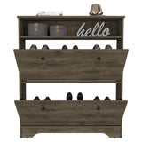 Calgary Shoe Rack, Superior Top, One Open Shelf, Two Extendable Shelves -Dark Brown B20091898
