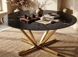 45.27"Round Dining Table,Modern Minimalist Dining Table,Faux Marble Printed Tempered Glass Top with W5123P491129