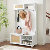 Clothes hanger Hall Tree Storage Bench Shoe Rack for Entryway, Hall Tree with Bench and Shoe W2275P210040