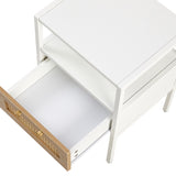 15.75" Rattan End table with drawer, Modern nightstand, metal legs,side table for living room, W1265121753