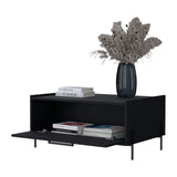 ZNTS Black Coffee Table with Flip-Down Door B062P252207