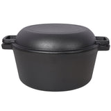 2 in 1 Pre-Seasoned Cast Iron Dutch Oven With Dual Handles, Outdoor Camping Deep Pot for Camping 04435984