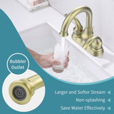 Bathroom Faucet 2-Handle Brushed Gold with 360 Degree Rotating Spout, Crescent Moon Style 4-inch T3177P277486