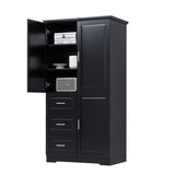 ZNTS Tall and Wide Storage Cabinet with Doors for Bathroom/Office, Three Drawers, Black WF299285AAB