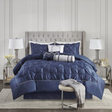 7 Piece Tufted Comforter Set Navy King B03596832