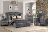 Modern Style Crystal Tufted 2-Drawer Nightstand Upholstered with Velvet Fabric Made with Wood in 733569388264