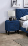 ZNTS Navy Blue Color Velvet Gorgeous 1pc Nightstand Bedside Table 2x Drawers Bedroom Furniture Sleek B011P190168