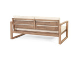 Outdoor Acacia Wood Loveseat and Coffee Table Set with Cushions, Brown Wash, Beige 73020.00BBGE
