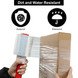 12pcs Polyethylene 4in*800ft Stretch Wrap, Clear, Includes Two Red Handles 72834252