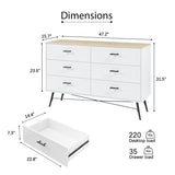 ZNTS 6 Drawer Dresser for Bedroom with Deep Drawers, Wood & Chest of Drawers, Modern White Long W1820P152744