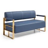 57.9" Width Modern Upholstery Faux Bonded Leather Loveseat Sofa Living Room Accent Love Seats W1117142872