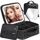 Travel Makeup Bag With Light Up Mirror, With 2X3X Magnifying Mirror And Adjustable Partitions, 34641313