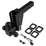 Adjustable Trailer Hitch 18,500 lbs 2" Receiver 6" Drop/Rise Tow Hitch Tri-Ball Trailer Kit Black 06953656