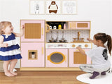 Kids Wooden Kitchen Playset 3 with Fridge Sink Washing Machine with Realistic Light Sound Rattan 92560266