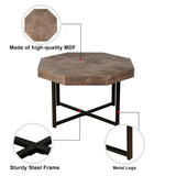 Wood Octagonal Vintage Patchwork Craft Farmhouse 30 Inch Wooden Top Cross Metal Legs Coffee W1445P193125