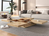 Square Veneer Coffee Table Sliding Top with Storage in Natural Wood Grain 39.4'' N735P388120N