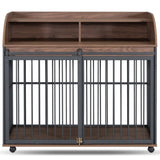 GO 44'' Heavy Duty Large Dog Furniture for Large Medium Dog with Lockable Wheels, Wooden Dog WF323360AAD