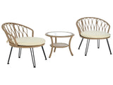 Outdoor Leisure Set, 2 Rattan Single Chairs with A Glass Round Table, Perfectly Suited for N711P256422A