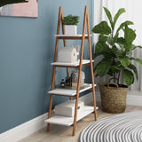Solid bamboo wood oxford "A" frame ladder display bookshelf W28222283